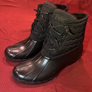 Sperry Syren Quilt Duck Boots Black Women's 10